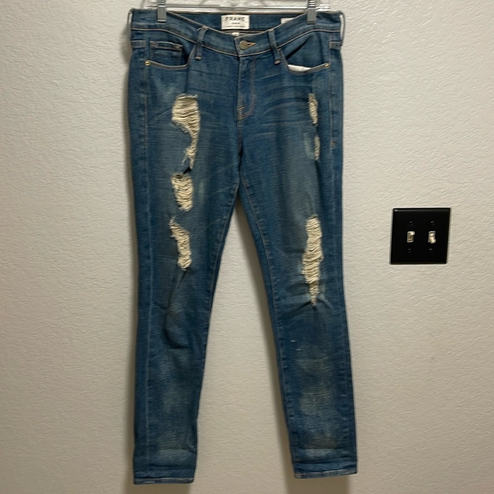 Frame Denim Le Skinny de Jeanne Distressed Jeans Size 29